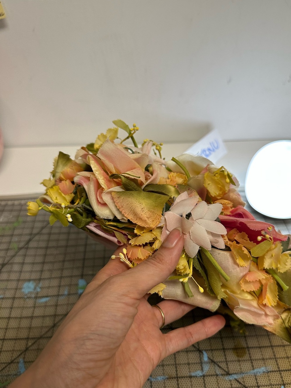Christian Dior Pink, Yellow & Green Floral Fabric Chapeaux - Hat